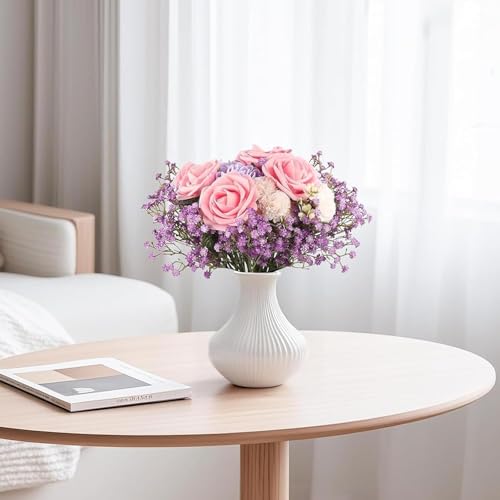 ABAJI Tiny Babys Breath Artificial Flowers Gypsophila Real Touch Flowers for Wedding Party Home Garden Decoration 12 inch in Length Small and Short - color: Light Blue, size: 24 PCS
