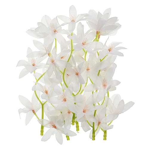 PATIKIL 7 Inch Artificial Orchid Flower, 24 Pcs Floating Candles Simulation Flower Cylinder Vase Fillers for Home Wedding Decoration, White - color: White