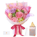 Preserved Flowers Bouquet 3 Roses - Pink Real Rose & Flowers for Delivery, Eternal Roses Bouquet with Gift Box, Anniversary Birthday Valentine Gifts for Women Mom Grandma Her Wife Girlfriend - color: Pink