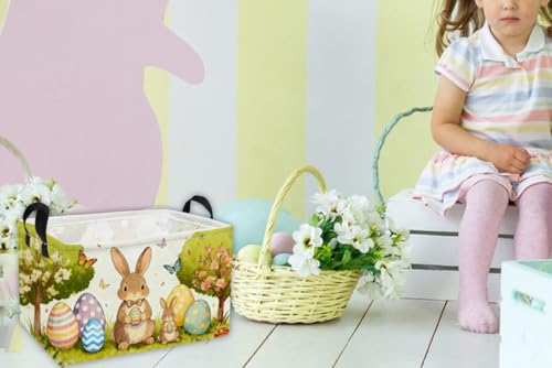 Essme Rectangular Easter Basket, Kids Storage bin Organizer with Handles for Easter Decor,Shelf Basket,Toy Organizer,Easter Baskets.(Cute Easter Basket) - color: Cute Easter Basket
