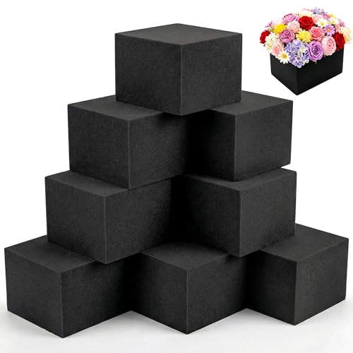 Max Shape Black Floral Foam Blocks 4.02"x4.02"x2.99" for Artificial & Dried Flowers, Reusable Floral Foam Blocks, Water Resistant Flower Foam Blocks, Dry Floral Foams for Artificial Flowers 8Pack - color: 8 Pack, size: 4x4x3"