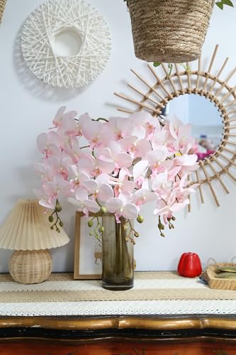 5 PCS Light Pink Faux Orchid Stems 35.4" Fake Orchids Pink Flowers Silk Orchids That Look Real for Vase for Bridal Shower Home Party Wedding Decoration (Light Pink) - color: Light Pink