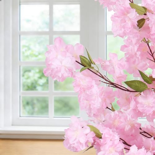 Pink Artificial Cherry Blossoms Tree Faux Cherry Blossom Tree Indoor Beautiful Trees for Home Christmas New Year Decor - color: Pink-ap27