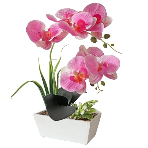 Pink Orchid Artificial Flowers Faux Orchid Flower Decorations Fake Indoor Plants Dining Table Decor Centerpiece Arrangements Phalaenopsis Orchids Fake Flowers That Look Real Home Decoration - color: Pink