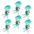 Ciandid Calla Lily Boutonnieres Set of 6, Groom Groomsman Best Man Boutonniere, Handmade Silk Flower for Wedding Ceremony Anniversary (Calla Lily-Blue, 6pcs) - color: Turquoise