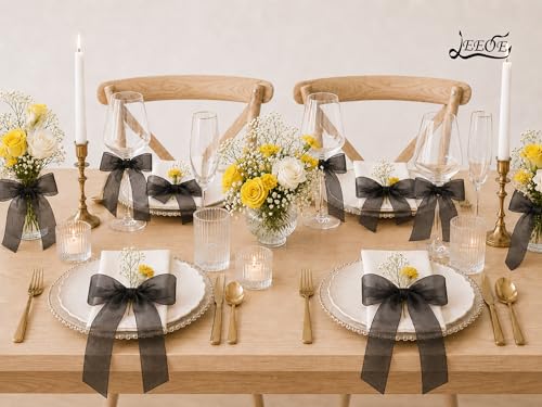 Black Organza Ribbon 1-1/2 inch x 50 Yards Sheer Chiffon Ribbon for Gift Wrapping Wedding Invitations Party Decoration Bridal Bouquets Crafts - color: Black, size: 1-1/2" X 50 Yards