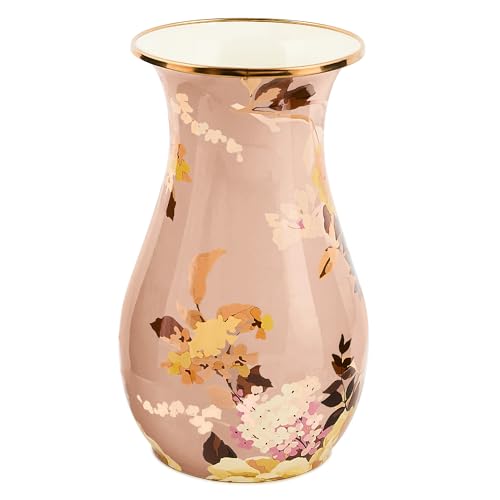 MACKENZIE-CHILDS Tall Enamel Vase, Unique Flower-Vase Decor for Living Room, Wild Rose Mauve - color: Mauve Wild Rose