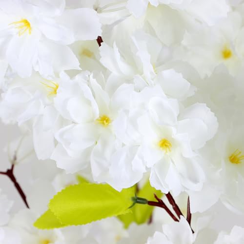 Faux White Cherry Blossoms Tree 6FT Flowering Tree Artificial Cherry Blossom Tree for Bedroom Home Christmas New Year Decor - color: White-ap23