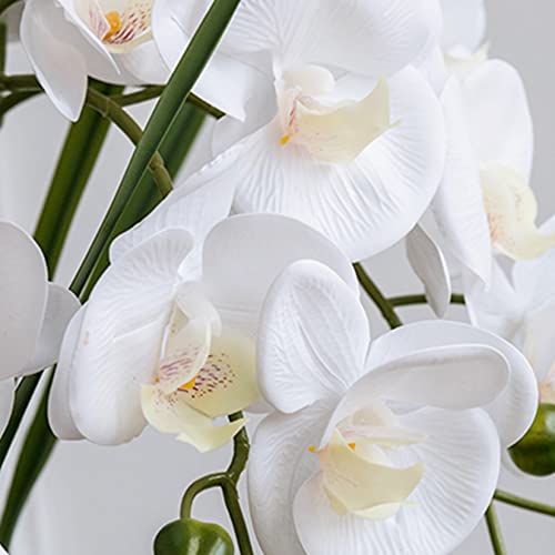 FagusHome Artificial Phalaenopsis Flowers Branches 9 Large Blooms Artificial Orchid Flowers Stem Plants 42 Inches 2 Pcs for Home Wedding Décor (White) - color: White