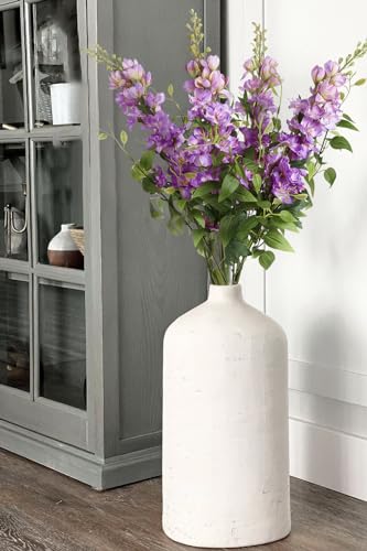 Purple Delphinium Artificial Flowers 29.5" with Clematis Greenery 8PCS Long Stem Flowers for Tall Vase Purple Silk Flowers for Faux Flowers Arrangement Home Party Wedding Decor - color: Purple