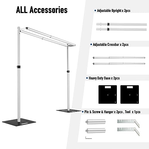 Hecis Double Backdrop Stand Heavy Duty,10x10ft Double Crossbar Pipe and Drape Stand, Adjustable Aluminium Flower Wall Backdrop, Back Drop Stand for Party Event, Trade Shows & Wedding Decor