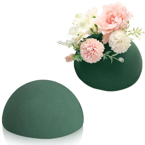 Half Ball Florist Foam, Green Sponge Blocks for Fresh or Artificial Flower Arrangements, DIY Sphere Planters Floral Foam Round for Craft Supplies, Wedding, Birthdays, Home Decor (5.5 X 2.8 Inches)