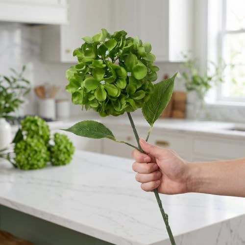 Green hydrangea artificial flowers 10pcs 22in faux hydrangea (10, green) | Bouquets Arrangement for Home Table Centerpieces Wedding Baby Shower Birthday Party Decoration - color: Green