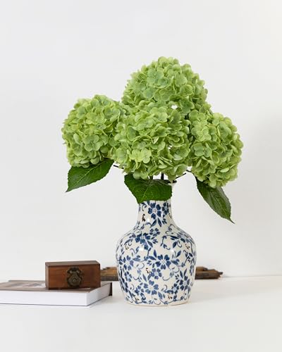 DuHouse 5Pcs Large Hydrangea Artificial Flowers,20 inch Latex Real Touch Hydrangeas Lifelike Hydrangea Flower for Home Wedding Bouquets Centerpieces Party Living Room Outdoors Decoration(Green) - color: Green, size: 5pcs