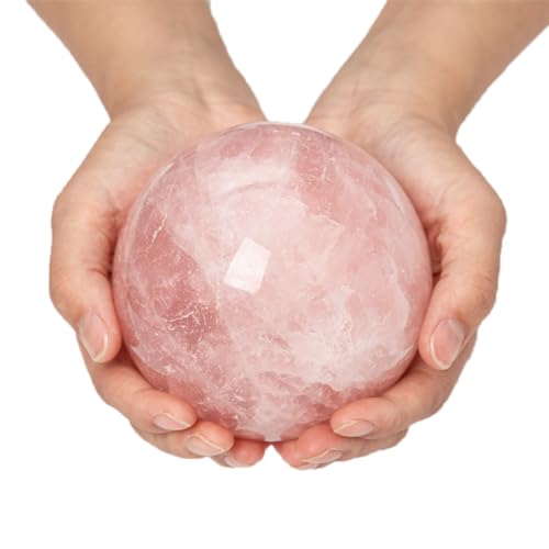 Large Rose Quartz Crystal Sphere Natural Pink Healing Crystal Ball with Stand Meditation Decorative Balls Home Decor 90-100mm/3.5-3.9" - color: Rose Quartz, size: 3.5 - 3.9 inches