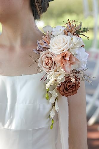 Rose Artificial Flowers 25pcs Dusty Rose Ombre Colors Foam Fake Roses with Stems for DIY Wedding Bouquets Bridal Shower Centerpieces Party Tables Home Decorations - color: Dusty Roses