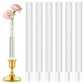 6 Pack 7.9” Acrylic Bud Vase — Striped Cylinder Bud Vase for Taper Candlesticks, Flower Vase with Silicon Rubber Case Fits Candlestick Size 20-22mm, Perfect for Tablescapes, Weddings & Home Decor - size: 6 PC Striped