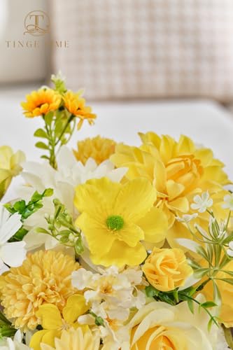 TINGE TIME Fake Flowers Artificial Flowers Peonies Bulbous Chrysanthemum Daisy Hydrangea Sunflower Violets Dahlia Daffodils Epiphyllum Orchid Cherry Blossom Camellia Leyaron (Yellow) - color: Yellow