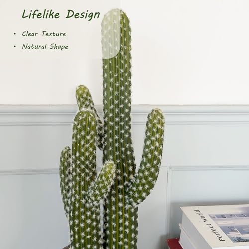 bellacat 25in Fake Cactus with Warm White & Color Changing Lights, Realistic Faux Cactus Plants Indoor with Brown Decorative Planter, Artificial Cacti Light Up Plant for Home Decor, 2 Pack - color: Brown Decorative Planter-2pack, size: 25in