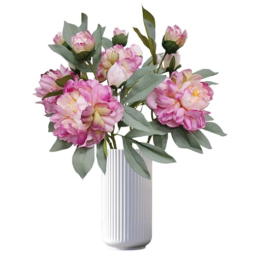 Purple Pink Peonies Artificial Flowers,4 Pcs Fake Silk Peonies with Stems Real Look,Peony Bush for Home Decor (4, Purple Pink) - color: Purple