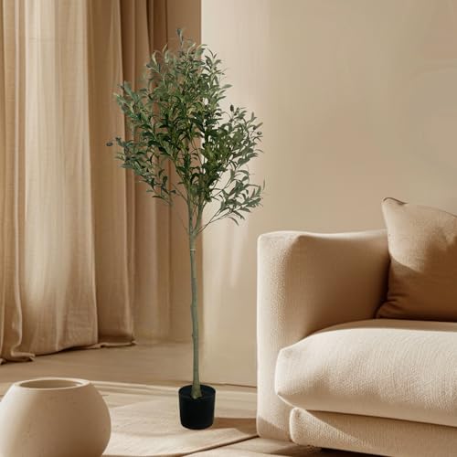 XBrand 59.1-Inches Artificial Olive Tree in Pot for Indoor Outdoor Home Office Store, Great Housewarming Gift - color: Olive Tree, size: 4ft 11in