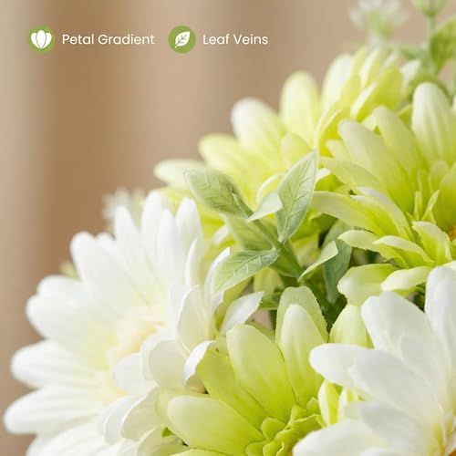 Lifelike Artificial Daisies 24pcs, Fake Wildflowers Bouquet for Vase, No-Fade Silk Spring Flowers for Home Table Decor Living Room Kitchen Centerpiece (Green - 2 Bouquets)
