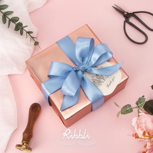 Ribbli Dusty Blue Satin Ribbon,Double Faced Satin 1 inch x Continuous 25 Yards,Use for Bows Bouquet,Gift Wrapping,Wedding Decoration,Floral Arrangement - color: Blue Dusty, size: 1 inch