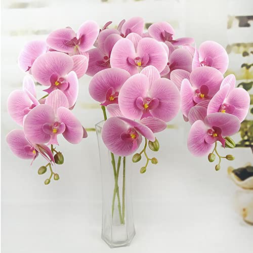 LARDUX 20 PCS Artificial Orchid Flower Heads - Fake Butterfly Flower Heads Faux Flower Head Bulk for Cakes Hair Accessories Headbands Hats Wedding Crafts Decoration - Pink - color: Pink