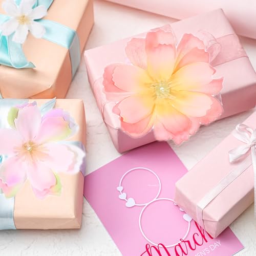 PATIKIL 100 Pcs Fake Silk Flower Heads, 1.6 Inch Artificial Cherry Blossom Faux Flower Heads for DIY Craft Wedding Party Home Wreath Decoration, Light Pink - color: Light Pink