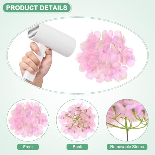 M METERXITY 66-Pack Silk Hydrangea Flowers, Artificial Flowers Heads with 66pcs Stems, Full Hydrangea Flowers for Home Decor/Wedding/Christmas/DIY/Party/Garden [Pink with Yellow Border] - color: Pink With Yellow Border