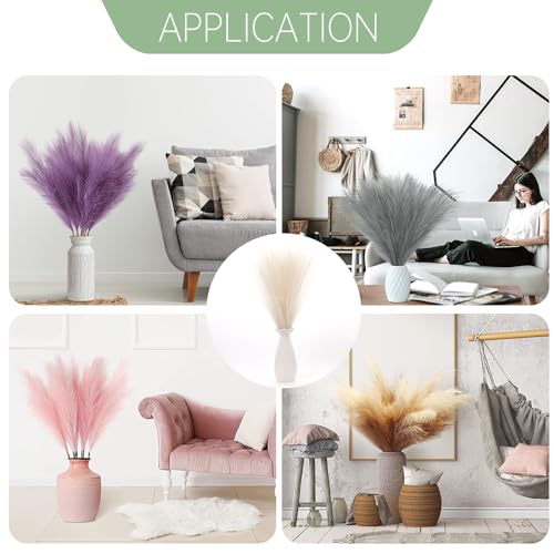 Faux Pampas Grass Decor ， 21.7 Inch Artificial Pampas Grass Beige Reed Grass, Vase Filler for Home Decor, Room, Bathroom, Wedding, Table Centerpiece - 20PCS - color: Beige