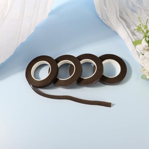 DOMMARE 1/2 Inch Flower Tape Floral Tape, 4Pcs Flower Wrapping Tape, Floral Bouquet Supplies for Bouquet Floral Arranging Flowers Stem Wrapping, Wedding Bouquet, Wreath, Garden Decor, Coffee 32 Yard - color: 4Pcs Coffee, style: Normal & Non-sticky