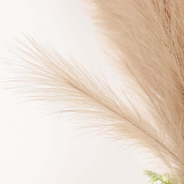 Tableclothsfactory 3 Stems | 44" Taupe Artificial Pampas Grass Plant Sprays, Faux Branches Vase Flower Arrangement - color: Taupe
