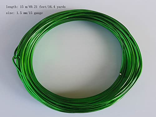 15 Gauge Anodized Aluminum Wire 49 Feet for Jewelry Making Craft DIY（1.5mm,Green,41525） - color: Green, size: 15 Gauge