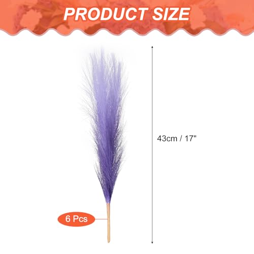 PATIKIL 17 Inch Faux Pampas Grass, 6 Pcs Boho Decor for Home Decoration Artificial Tall Fluffy Stems for Wedding Flower Party Vase Arrangement Centerpieces, Gradient Purple - color: Purple