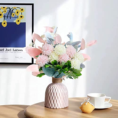 Artificial Flowers with Vase Flower Arrangements for Home Decoration - color: Pink