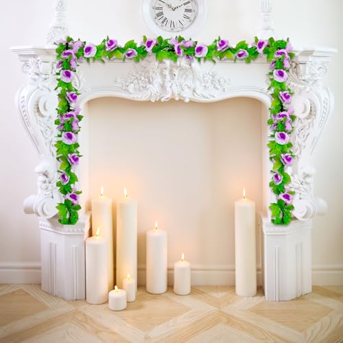 8Pcs 60Ft Purple Rose Garland, Fake Flower Vines, Artificial Vine Flowers, Rose Hanging Garland for Party Wedding, Garden, Room Table, Christmas, Backdrop Wall Arch Decor - color: Purple, size: 8Pcs 60Ft