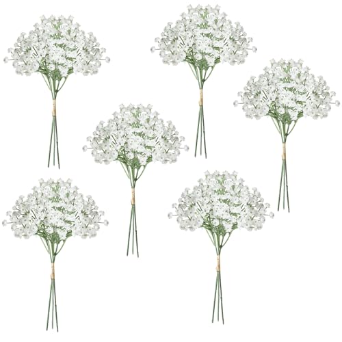Babys Breath Artificial Flowers 18pcs White Gypsophila Bouquet, Realistic Fake Babys Breath Flowers for Wedding Bouquets Centerpieces Floral Arrangements Party Decor - color: White