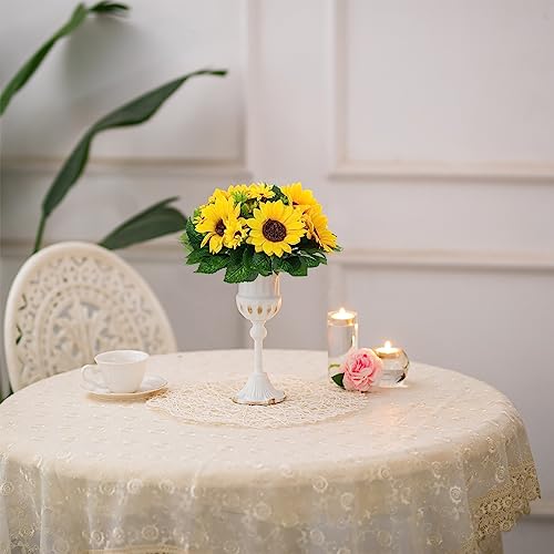 BLOSMON Sunflowers Artificial Flowers Ball - 10 Pcs Fake Yellow Sunflower Flowers CenterPieces Decoration for Wedding Table - Silk Kissing Floral Arrangements for Home Party Event DIY Decor | Wedding Table Decoration Artificial Floral Arrangements - Faux