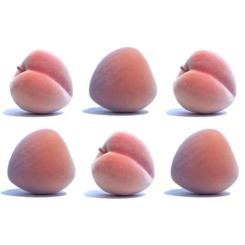 Vasefill Pack of 6 Artificial Peach Large Fake Fruits Six-Pieces Plastic Decorative Peaches Pink Fruit - color: Peach