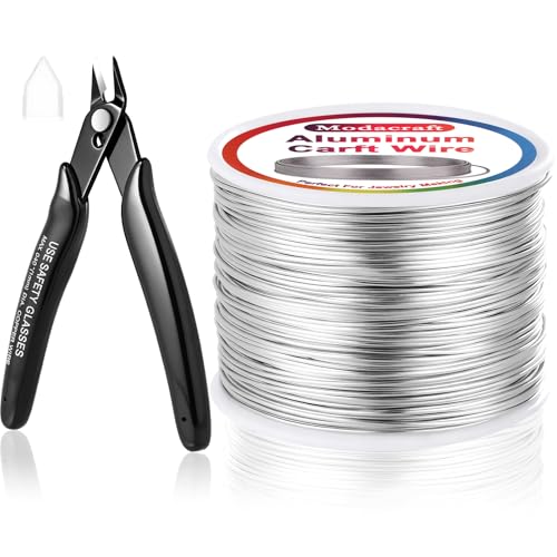Modacraft 20 Gauge Wire for Jewelry Making - 400FT Silver Aluminum Crafting Wires with Premium Wire Cutters - Perfect for DIY Jewelry Coiling, Sculpting, Beading - size: 20 Gauge