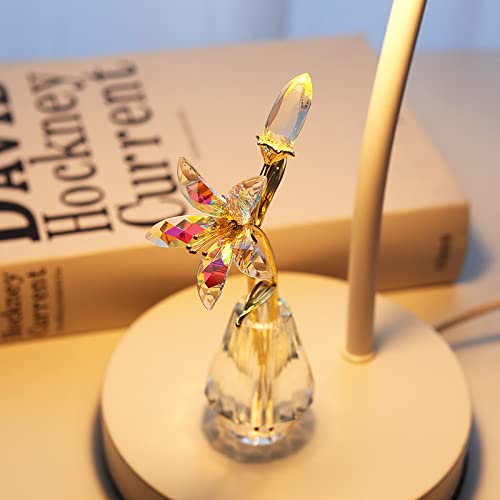 LONGWIN Crystal Artifical Tiger Lily Flowers with Vase - AB Coated Crystal Collectible Figurines Blooming Fake Lily Flower Home and Wedding Decor - color: Ab-coated