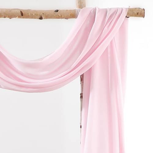 Wedding Arch Draping Fabric 2 Panels 18Ft Blush Chiffon Fabric Drapes Arbor Drapery for Wedding Ceremony Reception Swag Decorations - color: Blush, size: (2 Panels )6 Yards/36ft