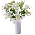 Artificial Lily Flowers,4 Pcs Faux Lily Flowers,32.5 Inch Long Stem Tiger Lily Branch with 2 Full Blooms and 1 Bud, Latex Real Touch Lilium Flower for Wedding Bouquet (4, White) - color: White