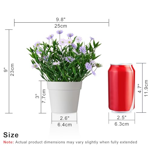 Fake Plants Daisy for Bathroom Decor, Small Potted Artificial Plants Indoor for Shelf Desk Home Bathroom Farmhouse Room Coffee Table Decor, Purple (Pack of 2) - color: Purple