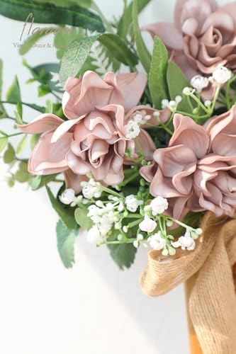 Floroom Artificial Gardenia Flowers 2.7" 25pcs Real Looking Dusty Rose Foam Fake Flowers with Stems for DIY Wedding Bouquets Bridal Shower Centerpieces Floral Arrangements Party Tables Decorations - color: Dusty Rose