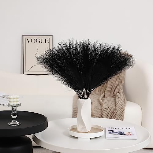Wertuirk 60pcs Black Pampas Grass - 24 Inch Faux Pampas Grass Decor, Short Artificial Pampas Grass for Gothic Room Decoration, Wedding, Party, Halloween and Home Decor (Black) - color: A Black, size: 60 Pieces