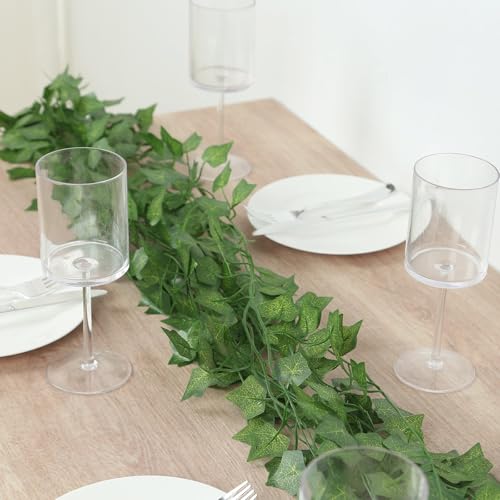 Efavormart 12 Pack 6.5ft Artificial Ivy Leaf Garlands, Bulk Silk Hanging Greenery Vines for Wedding Ceremony Backdrops, Party Wall Decor and Modern Long Table Runners - color: Type1