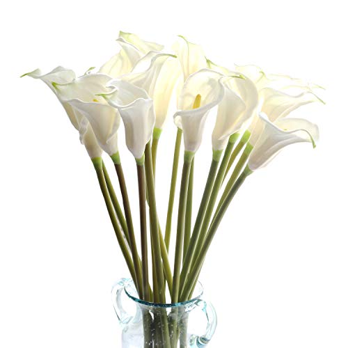 10pcs Calla Lilies Artificial Flower,26'' Long Stem Artificial Calla Lily Flowers,Realistic Arum Lilies for Wedding Bridal Bouquet Home Decor Centerpiece,White - color: White
