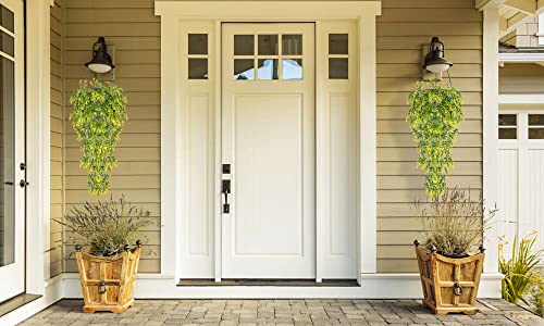 RECUTMS Artificial Hanging Lavender Plants, 4Packs 30 Inches, Yellow Ivy | UV Resistant,Plastic, Trailing Greenery Garland for Home Room Garden Wedding Front Porch Patio Farmhouse Indoor Outdoor Decor - color: Yellow